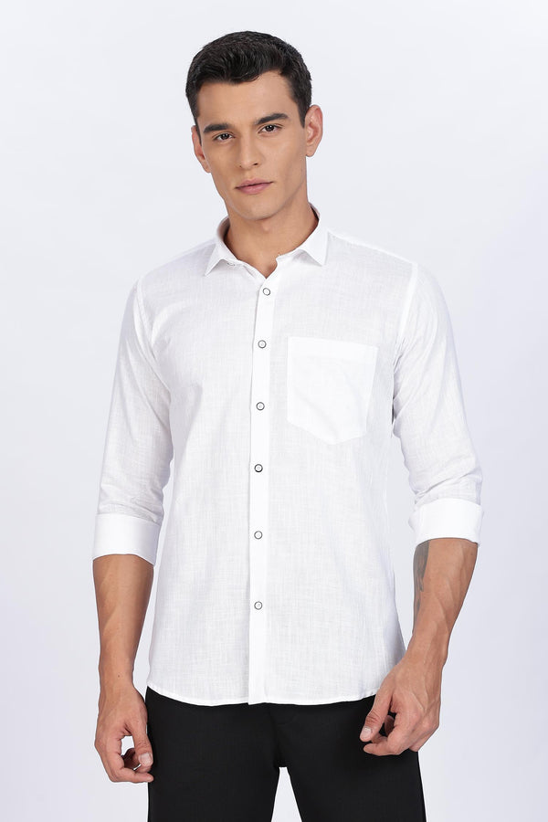 Italian Linen Structure White  Shirts for Men