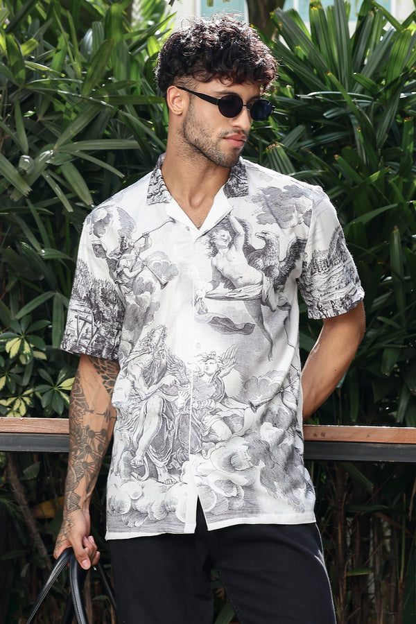 New Sparrow light Grey Black French Man Print