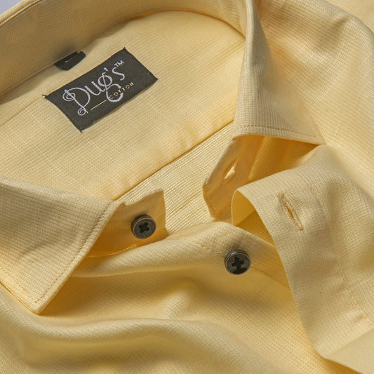 Dugs Light Yellow Dobby Cotton Shirt