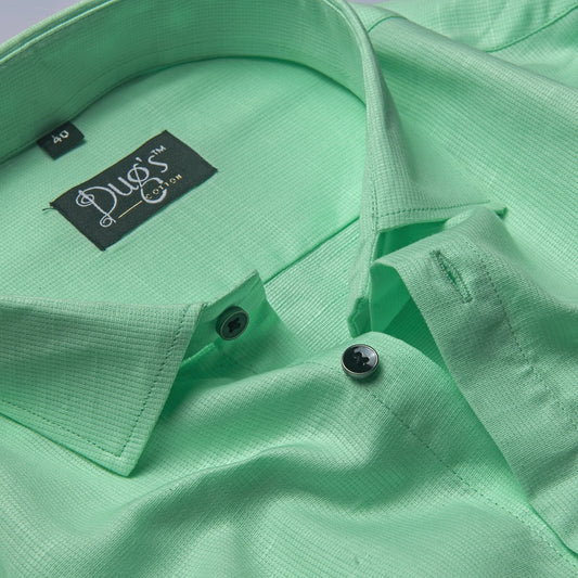 Dugs Light Pista Green Dobby Cotton Shirts