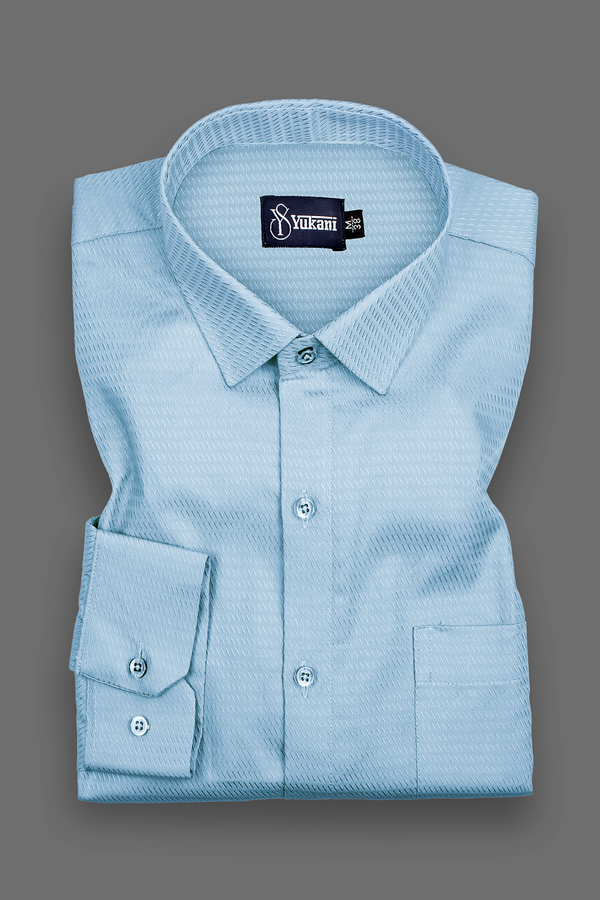 Cluster Ice Blue Colour Cotton Shirts For Men