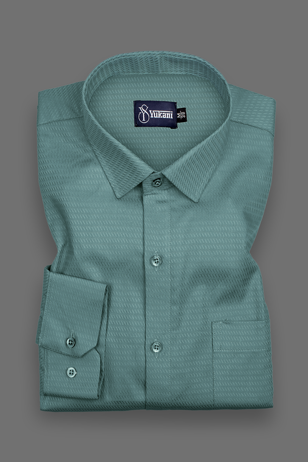 Cluster Rama Green Colour Cotton Shirts For Men